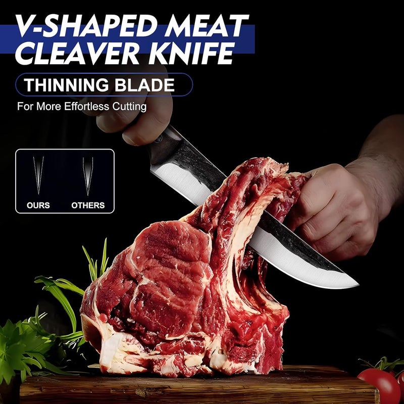 TopFeel 4PCS Hand Forged Butcher Knife Set - Slicing Knife,Boning Knife, Dividing Knives,Skinning Butcher Knives,High Carbon Steel Meat Cutting cleaver for Home Kitchen & Outdoor - Image 2